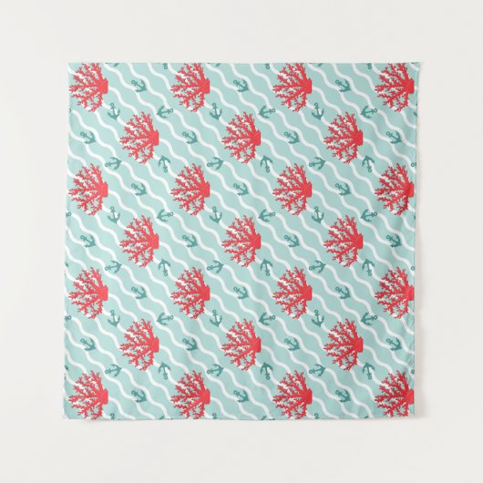 Red Coral Pattern Wandkleed (Voorkant)