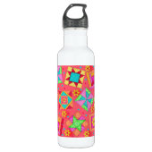 Red Coral Quilt Block Art Waterfles (Voorkant)