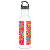 Red Coral Quilt Block Art Waterfles (Achterkant)