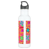 Red Coral Quilt Patchwork Block Art Custom Waterfles (Achterkant)