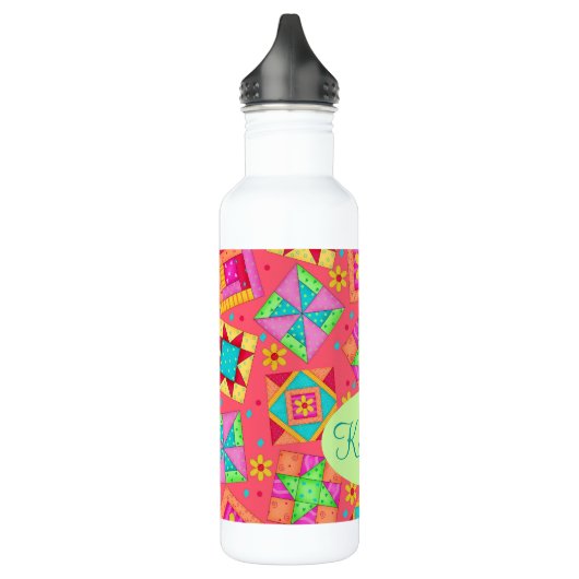 Red Coral Quilt Patchwork Block Art Custom Waterfles (Links)