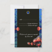 RED CORAL ROZEN, BLUE BLACK DAMASK MONOGRAM RSVP (Achterkant)