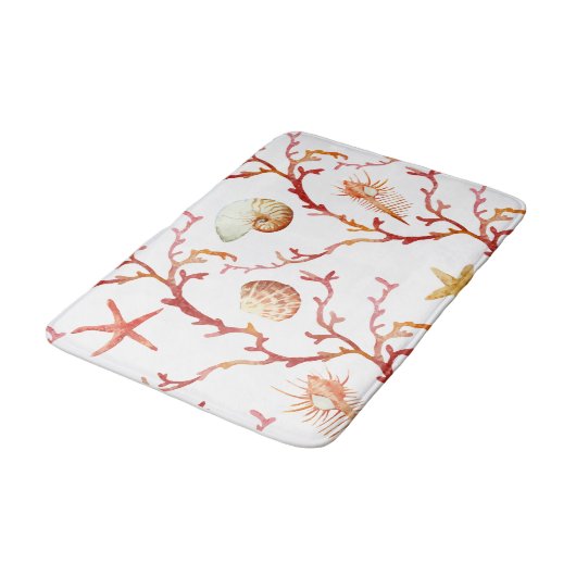 Red Coral & Seashells Bath Mat (Gekanteld)
