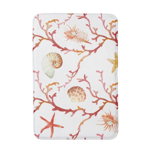 Red Coral & Seashells Bath Mat (Voorkant Verticaal)