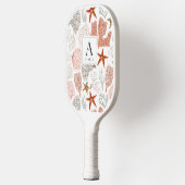 Red Coral & Starfish Patroon Wit Pickleball Paddle (Links)