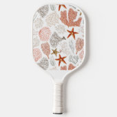 Red Coral & Starfish Patroon Wit Pickleball Paddle (Achterkant)