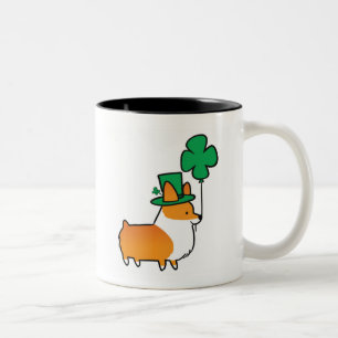Red Corgi Lucky Shamrock Mok   CorgiDingen
