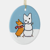 Red Corgi Snowman Ornament | CorgiDingen (Rechts)