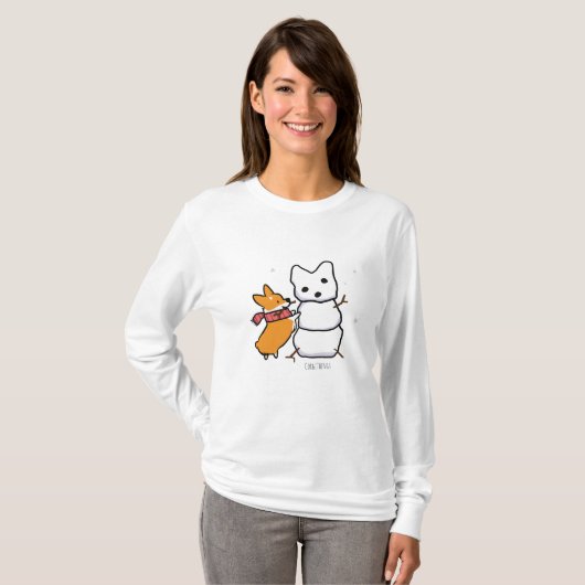 Red Corgi Snowman Shirt (Voorkant volledig)