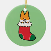 Red Corgi Stocking Ornament | CorgiDingen (Voorkant)