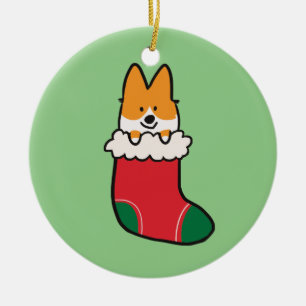 Red Corgi Stocking Ornament   CorgiDingen