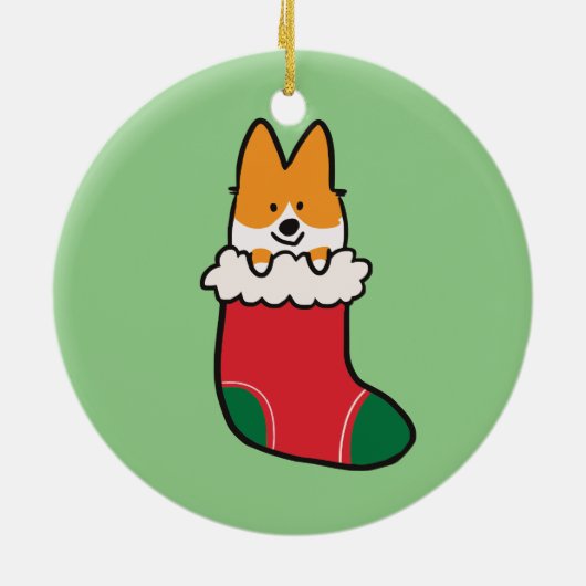 Red Corgi Stocking Ornament | CorgiDingen (Achterkant)