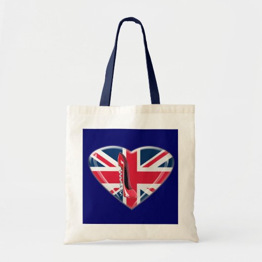 Red Corkschroef Stiletto en 3D Union Jack Heart Tote Bag (Voorkant)