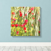 Red Corn Poppies Realistische Kunst Canvas Afdruk (Insitu (Houten vloer))