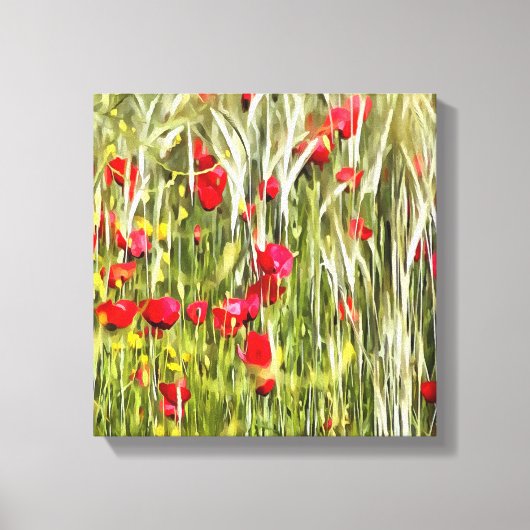 Red Corn Poppies Realistische Kunst Canvas Afdruk (Voorkant)