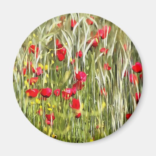Red Corn Poppies Realistische Kunst Magneet (Voorkant)