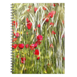 Red Corn Poppies Realistische Kunst Notitieboek