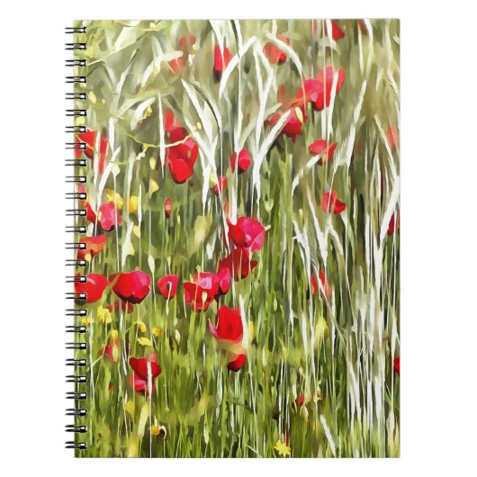 Red Corn Poppies Realistische Kunst Notitieboek (Voorkant)