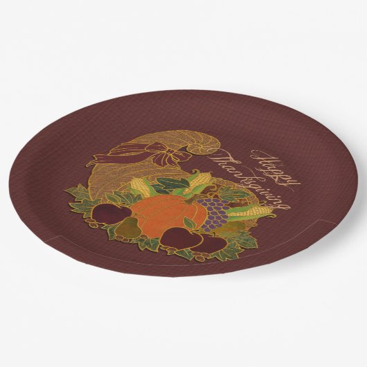Red Cornucopia Thanksgiving Papieren Borden Bordje (Gekanteld)