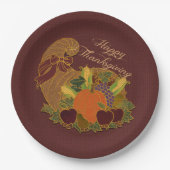 Red Cornucopia Thanksgiving Papieren Borden Bordje (Voorkant)