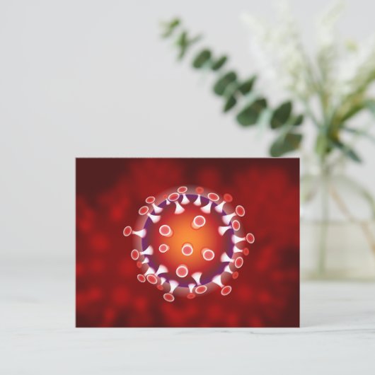Red Corona Virus Covid Biology Briefkaart (Staand voorkant)