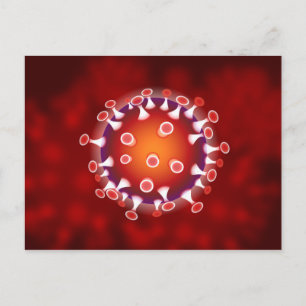 Red Corona Virus Covid Biology Briefkaart
