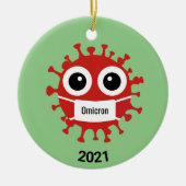 Red Coronavirus Covid-19 Omicron Variant Ornament (Voorkant)
