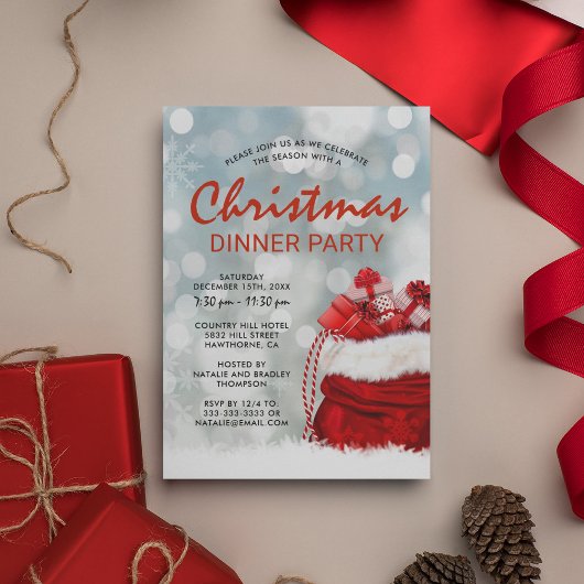 Red Corporate Kerstmis Vakantie Diner Party Kaart