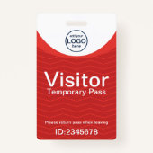 Red Corporate Visitor Pass ID Barcode Badge (Voorkant)