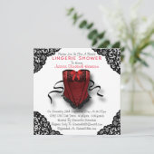 Red corset en Black Lace Lingerie Shower Kaart (Staand voorkant)