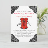 Red corset en Black Lace Lingerie Shower Kaart (Staand voorkant)