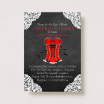 Red Corset White Lace Chalkboard Lingerie Shower Kaart<br><div class="desc">Red Corset White Lace Chalkboard Lingerie — Aangepaste aankondigingen.</div>