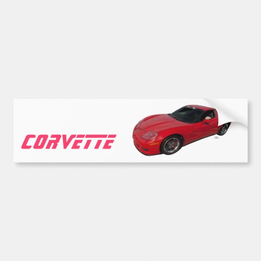 Red Corvette Bumpersticker (Voorkant)