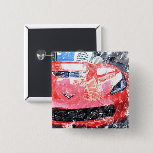 Red Corvette Button (Voorkant /achterkant)