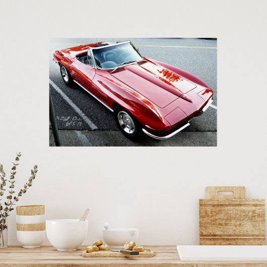 Red Corvette Poster (Keuken)