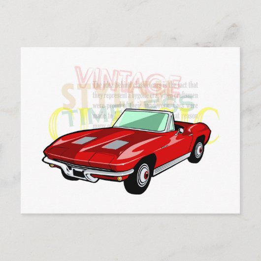 Red Corvette Stingray of Sting Ray-sportwagen Briefkaart (Voorkant)