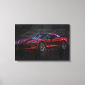 Red Corvette Z06 Canvas Afdruk (Voorkant)