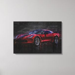 Red Corvette Z06 Canvas Afdruk