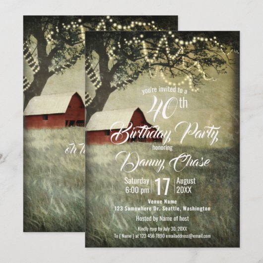 Red Country Barn | Birthday, op jaardag Kaart (Voorkant / Achterkant)