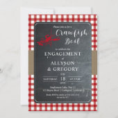 Red country Checker Crawfish Boil Engagement Party Kaart (Voorkant)