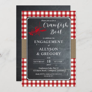 Red country Checker Crawfish Boil Engagement Party Kaart