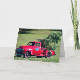 Red Country Chevy Pickup Christmas Tree Kaart