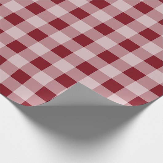Red Country Christmas Gingham inpakpapier (Hoek)
