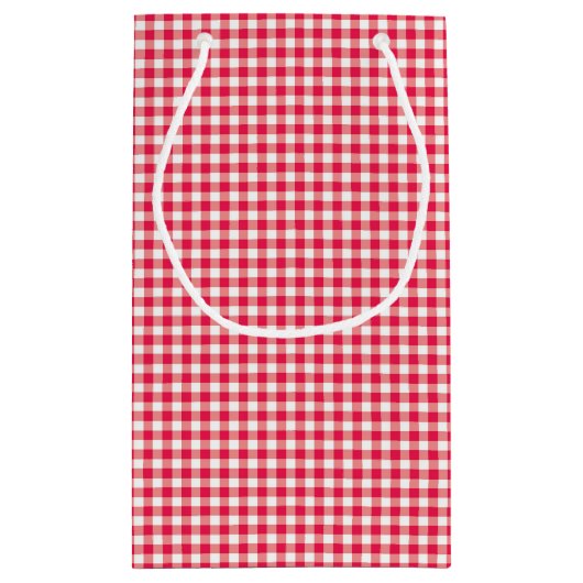 Red Country Gingham Check Patroon Klein Cadeauzakje (Achterkant)