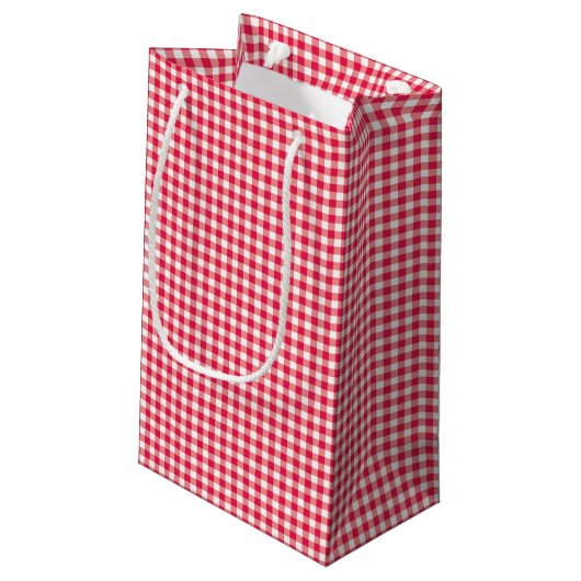 Red Country Gingham Check Patroon Klein Cadeauzakje (Achterkant Gekanteld)