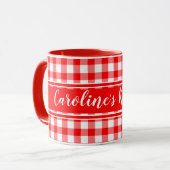 Red Country Gingham Decor Farmhouse Mok (Voorkant links)