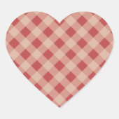 Red Country Gingham Heart Stickers (Voorkant)