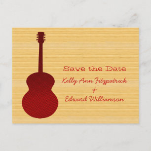 Red Country Guitar Save the Date Briefkaart