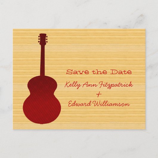 Red Country Guitar Save the Date Briefkaart (Voorkant)