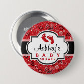 Red Country Paisley Baby shower Ronde Button 7,6 Cm (Voorkant /achterkant)